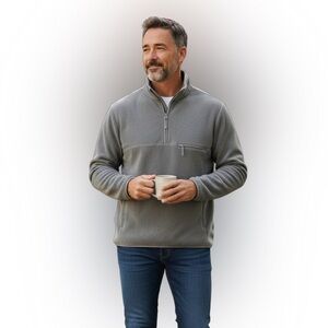 Goodfellow & Co Light Gray Polar Fleece High Neck 1/2 Zip Sweatshirt Size XL